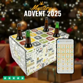 Sfeerafbeelding van de GeheimBiertje Adventskalender van 2025, met interactieve bier app.